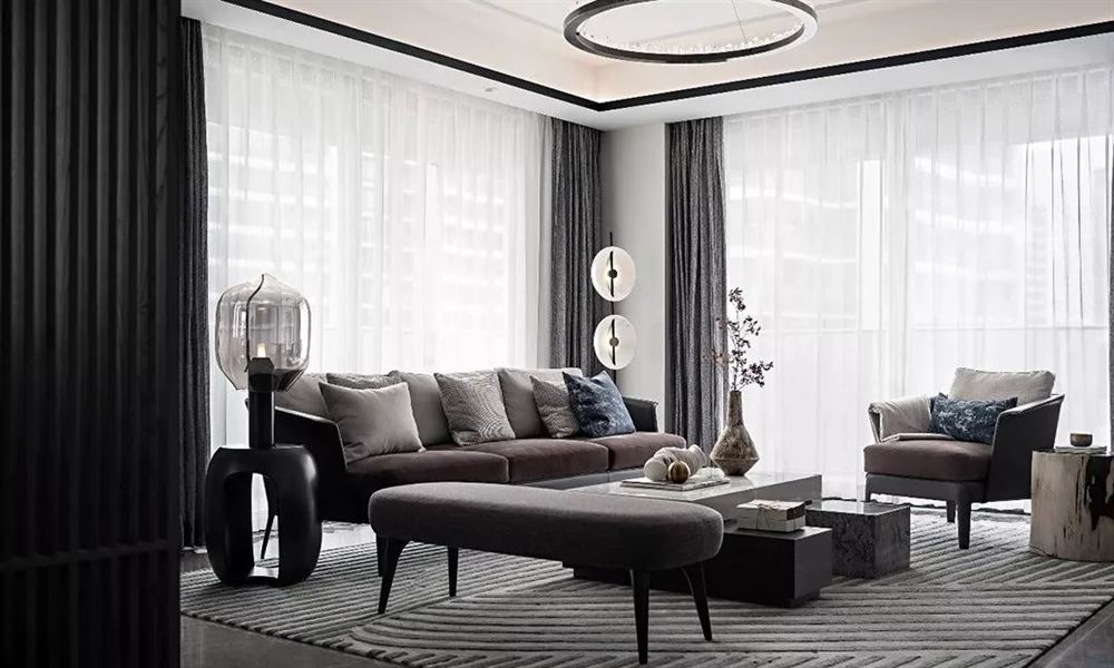 佛山市鵬瑞皓玥灣新中式風(fēng)格四居室裝修案例