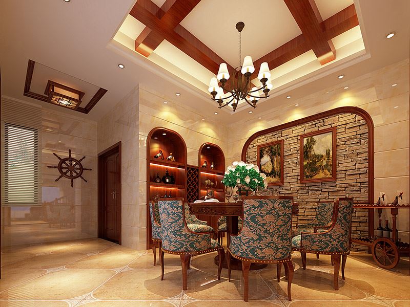 河源市新河灣美式風格四居室裝修案例