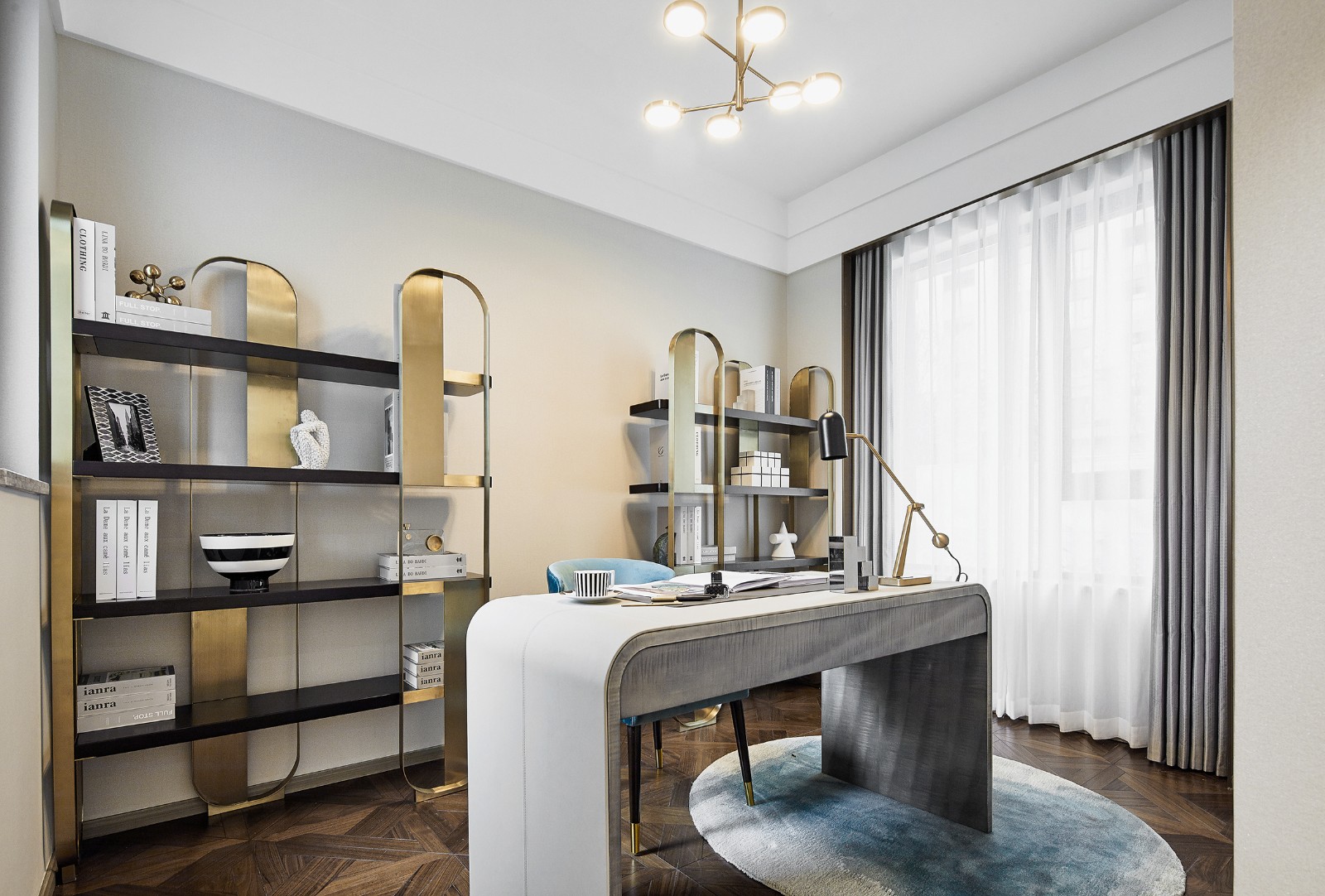 美式輕奢風(fēng)格室內(nèi)設(shè)計(jì)家裝案例-書房 美式輕奢風(fēng)格室內(nèi)設(shè)計(jì)家裝案例-書房