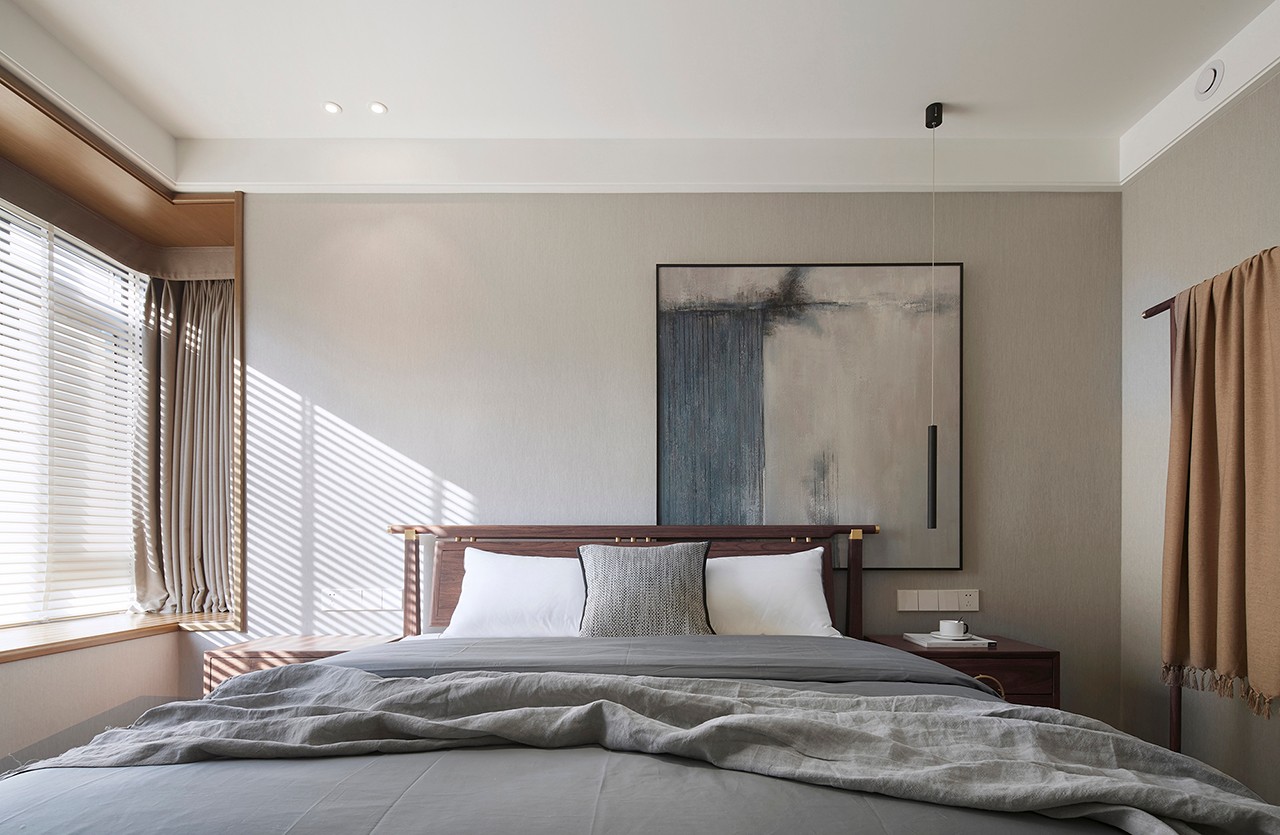 現(xiàn)代新中式風(fēng)格家裝設(shè)計室內(nèi)裝修效果圖-臥室 現(xiàn)代新中式風(fēng)格家裝設(shè)計室內(nèi)裝修效果圖-臥室