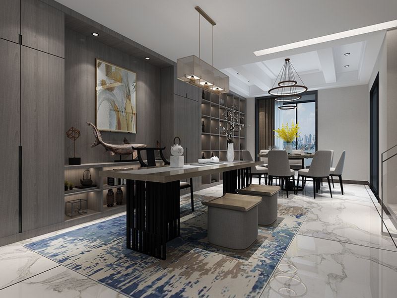 楚雄彝族自治州壩塘邊小區(qū)現(xiàn)代簡約風(fēng)格三居室裝修案例