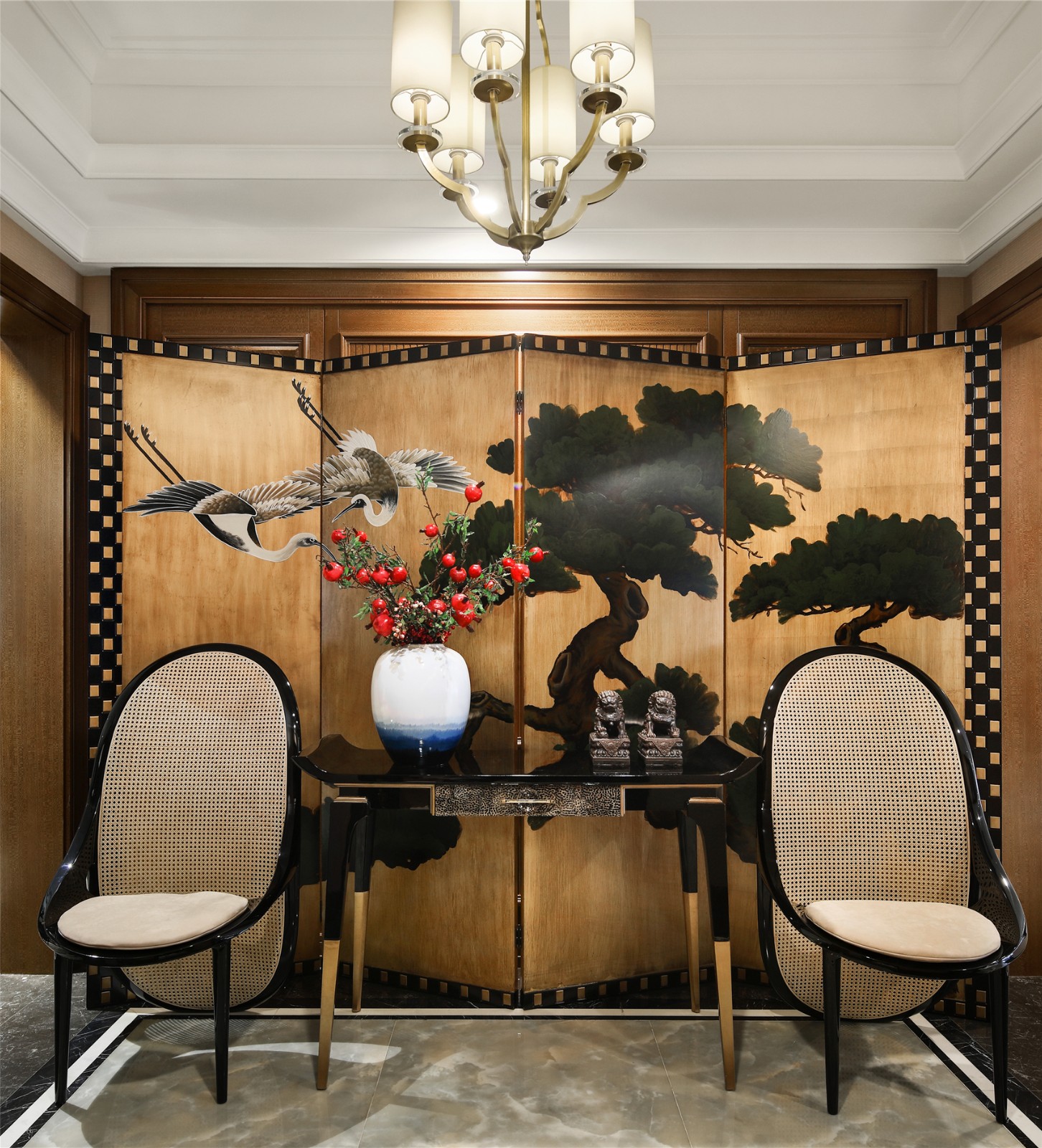 新中式風格家裝設計平層室內(nèi)裝修效果圖-玄關 新中式風格家裝設計平層室內(nèi)裝修效果圖-玄關