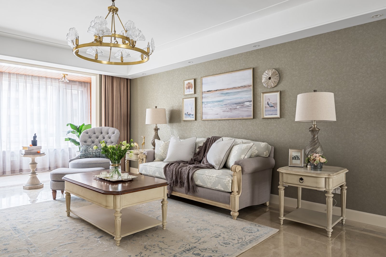 美式復古風格室內家裝案例效果圖-客廳 美式復古風格室內家裝案例效果圖-客廳