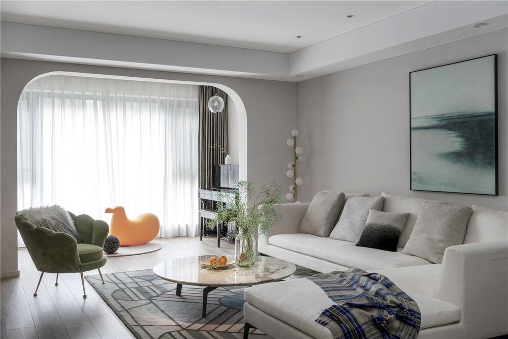 廣州市方圓明月山溪別墅新中式風(fēng)格三居室裝修案例