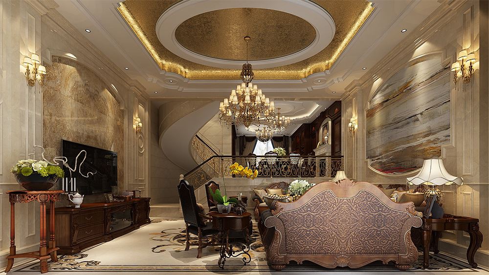 連云港市茗升花園美式風格別墅裝修案例