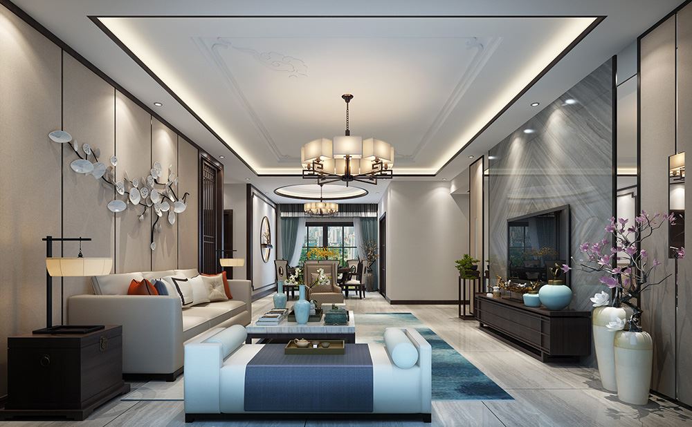 佛山市海倫堡菁華府新中式風(fēng)格四居室裝修案例