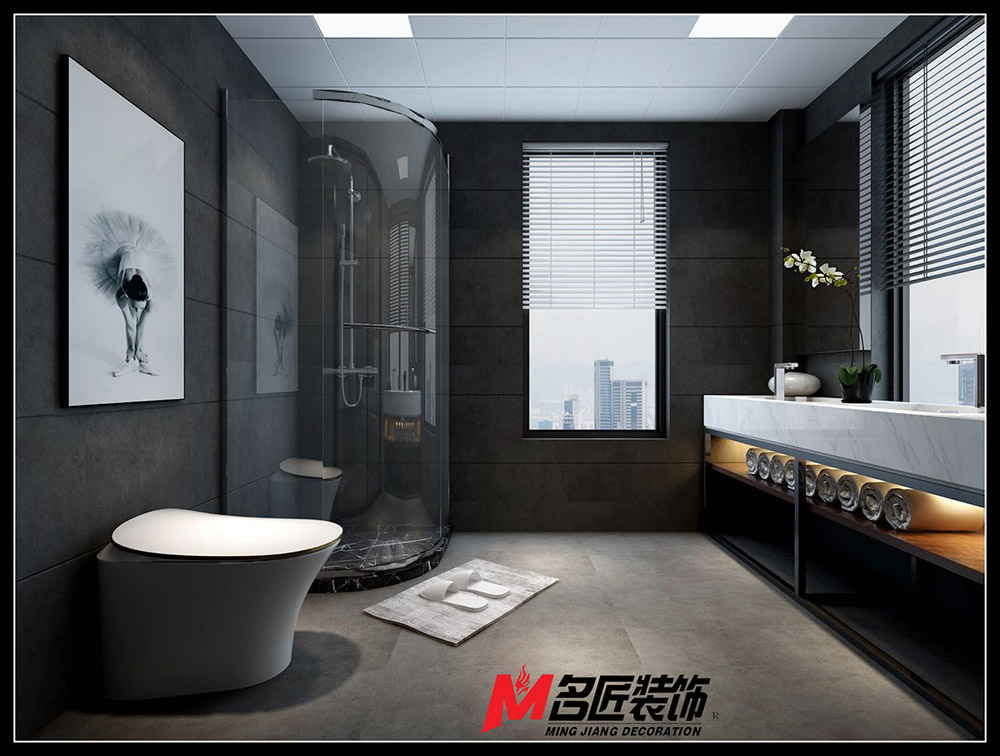 星光耀三居130平米黑白灰輕奢風(fēng)格裝修案例-衛(wèi)生間 星光耀三居130平米黑白灰輕奢風(fēng)格裝修案例-衛(wèi)生間