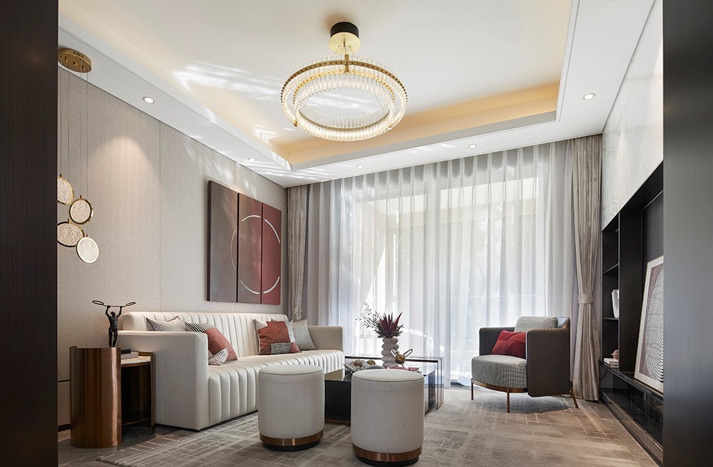 時尚輕奢風格室內(nèi)家裝案例效果圖-客廳 時尚輕奢風格室內(nèi)家裝案例效果圖-客廳