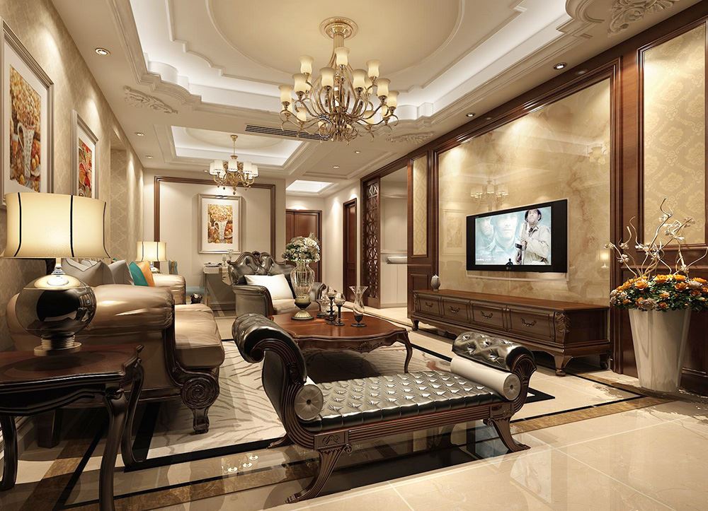 連云港市四季金輝觀嵐歐式風(fēng)格三居室裝修案例