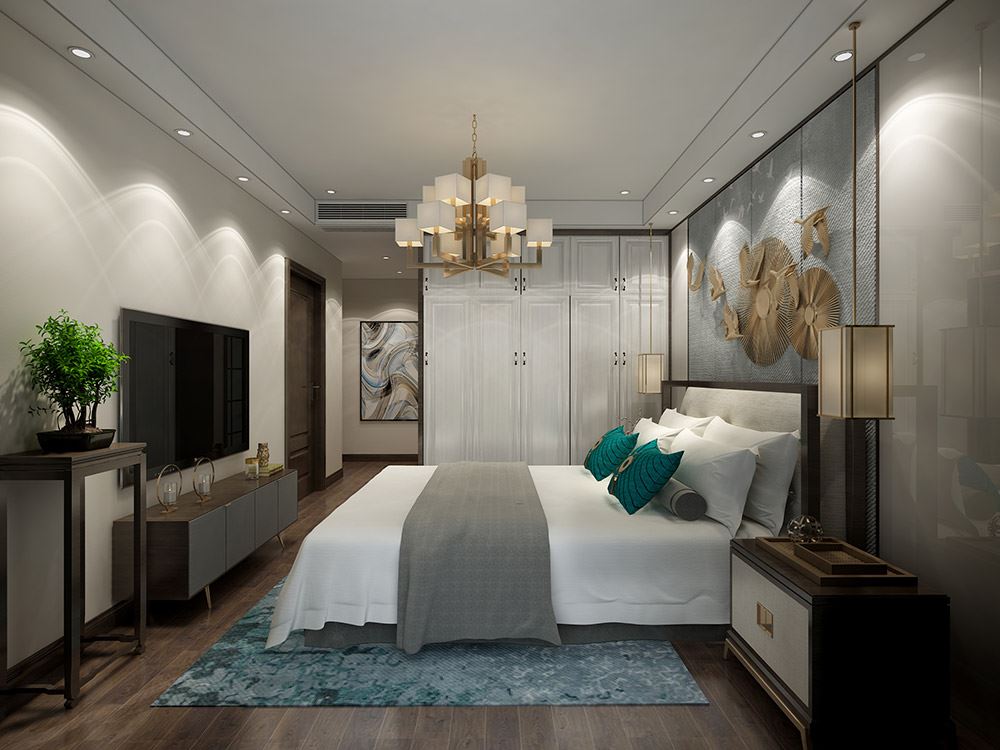 臺州市半島名苑新中式風格三居室裝修案例