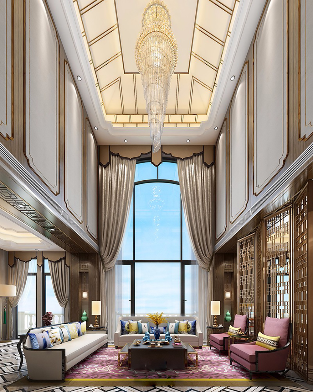 輕奢風格別墅裝修設(shè)計效果圖-碧桂花城別墅300平米-別墅客廳裝修設(shè)計 輕奢風格別墅裝修設(shè)計效果圖-碧桂花城別墅300平米-別墅客廳裝修設(shè)計