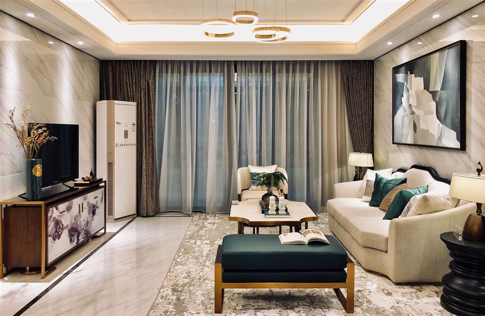 江門市江海怡景灣新中式風格三居室裝修案例