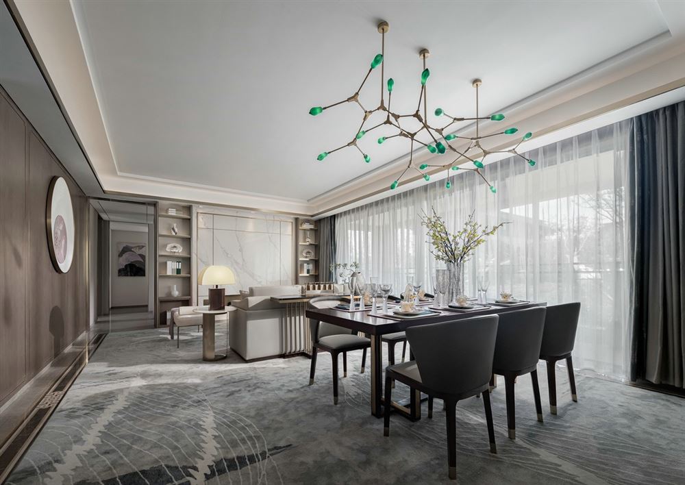 江門市新會碧桂園別墅新中式風格四居室裝修案例