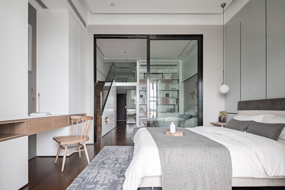 現(xiàn)代簡約風格公寓家裝案例效果圖-臥室