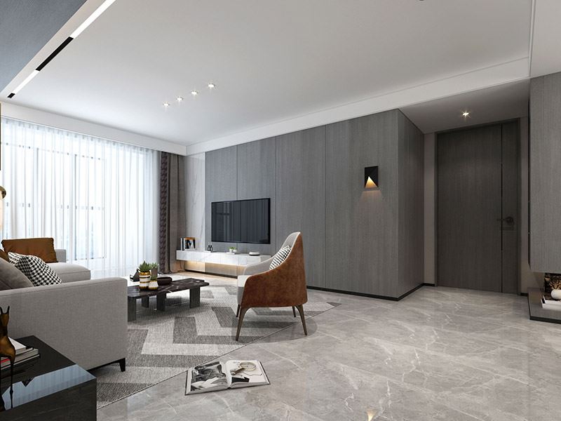 河源市華僑城現(xiàn)代簡約風格三居室裝修案例