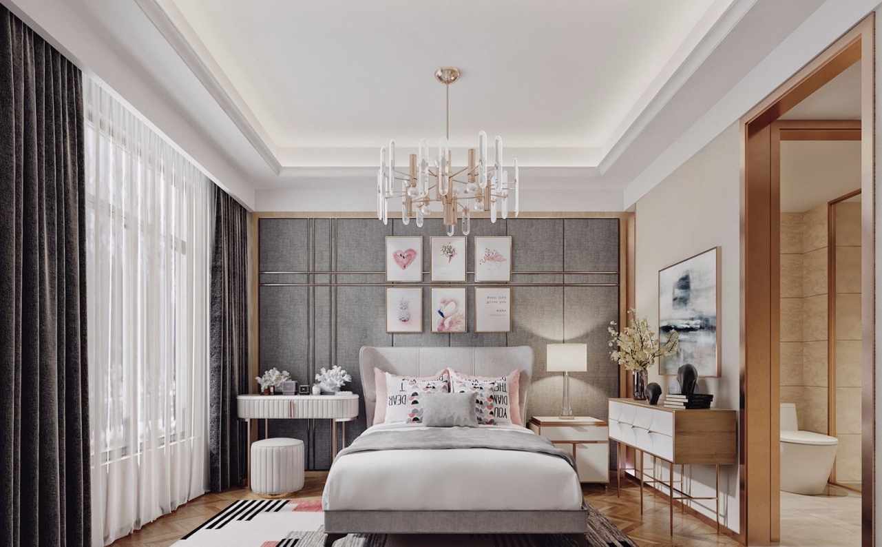 現(xiàn)代前衛(wèi)風格室內(nèi)裝修效果圖-萬和國際三居111平米-臥室 現(xiàn)代前衛(wèi)風格室內(nèi)裝修效果圖-萬和國際三居111平米-臥室