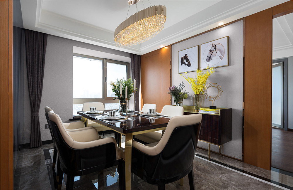 國悅九曲灣三居160平米輕奢風(fēng)格室內(nèi)裝修案例-餐廳 國悅九曲灣三居160平米輕奢風(fēng)格室內(nèi)裝修案例-餐廳