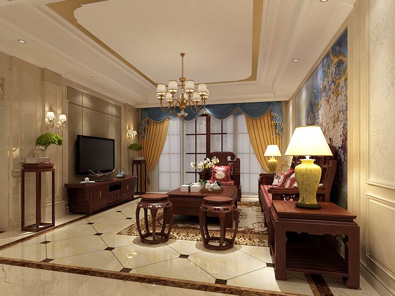 茂名市茂豐花園新中式風(fēng)格三居室裝修案例