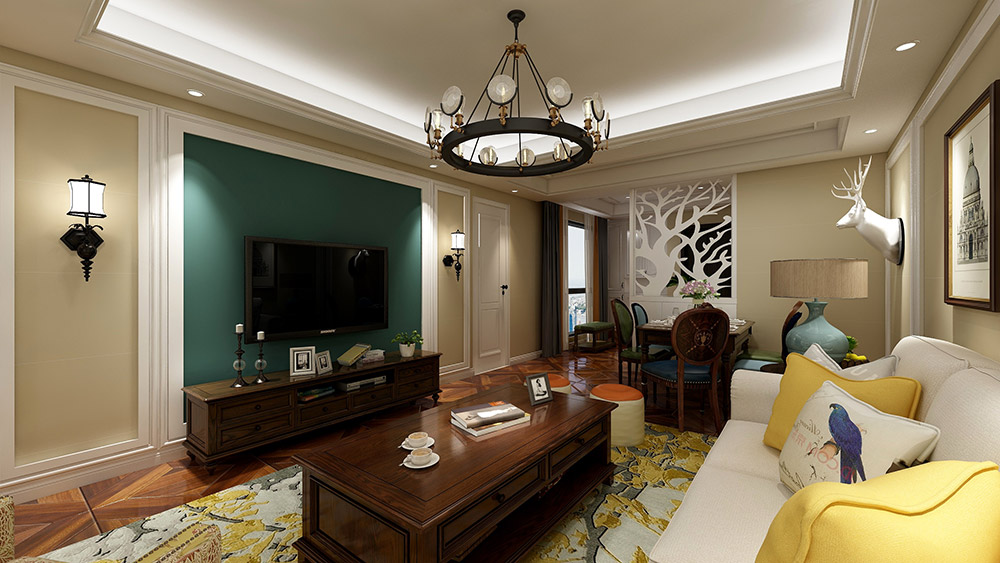 美式鄉(xiāng)村風格室內(nèi)裝修效果圖-盛景園復式樓280平米-客廳背景墻 美式鄉(xiāng)村風格室內(nèi)裝修效果圖-盛景園復式樓280平米-客廳背景墻