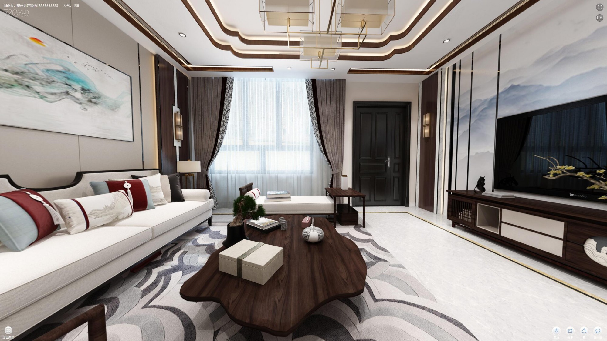 佛山市方直&middot;瓏湖灣新中式風(fēng)格別墅裝修案例