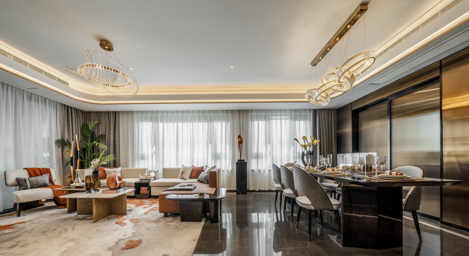 輕奢風(fēng)格室內(nèi)設(shè)計(jì)家裝案例-客餐廳 輕奢風(fēng)格室內(nèi)設(shè)計(jì)家裝案例-客餐廳