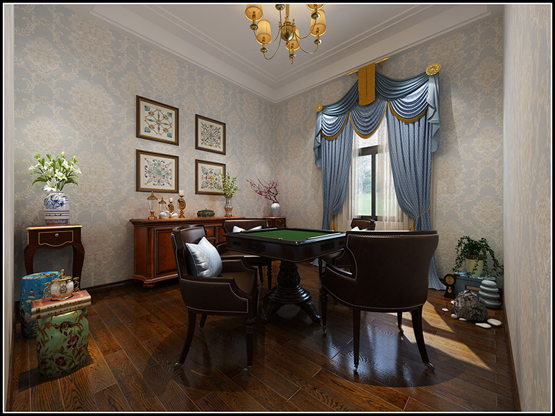 歐式風(fēng)格別墅裝修設(shè)計效果圖-南海灣別墅四層500平米-別墅裝修設(shè)計娛樂室