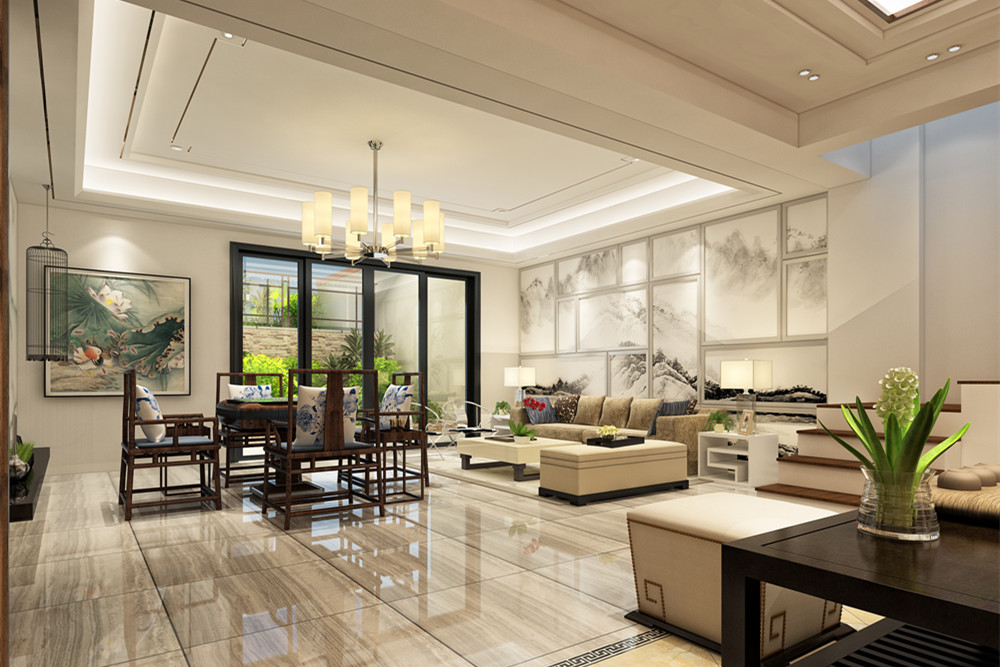 惠州市九洲玉帶灣新中式風格別墅裝修案例