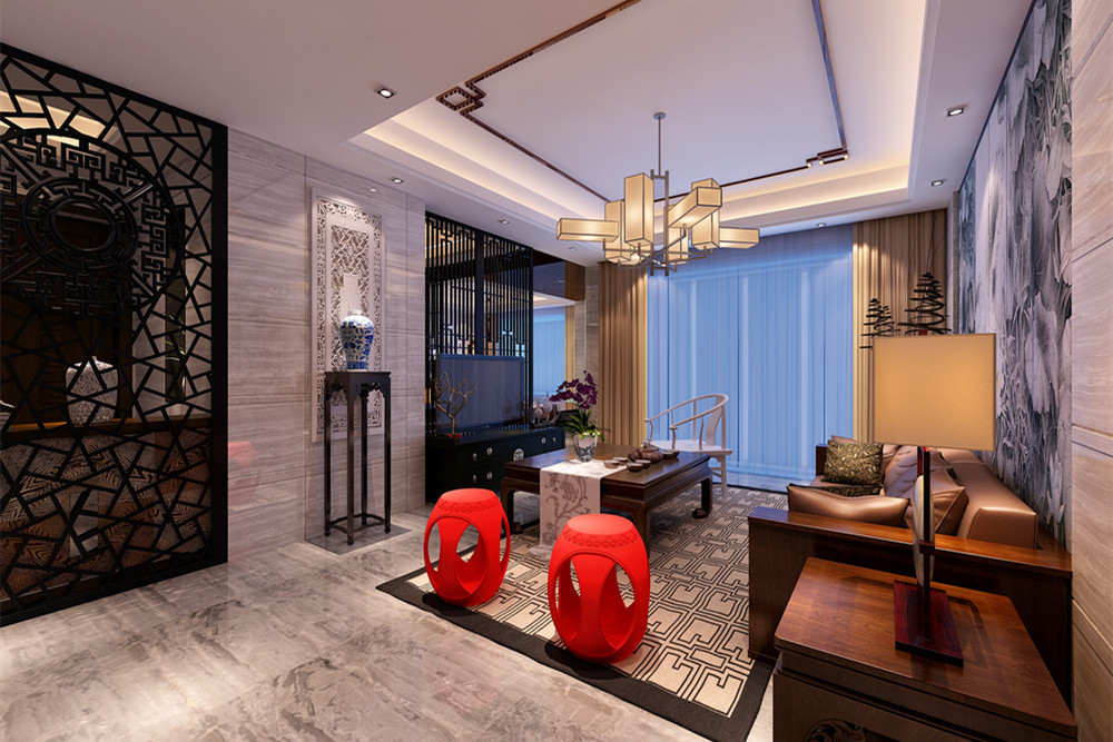 江門市保利大都會新中式風格復式裝修案例