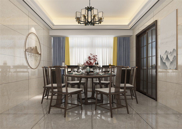 廣州市敏捷綠湖國際城新中式風格四居室裝修案例