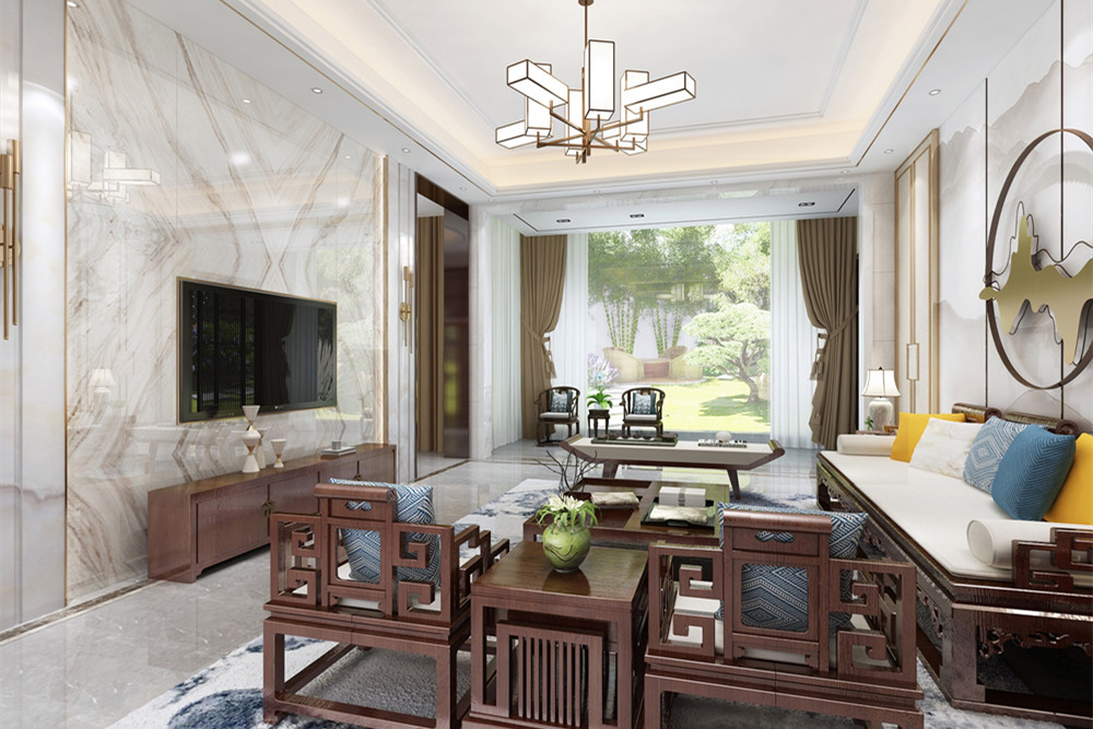 中山市健康花城二期新中式風(fēng)格別墅裝修案例