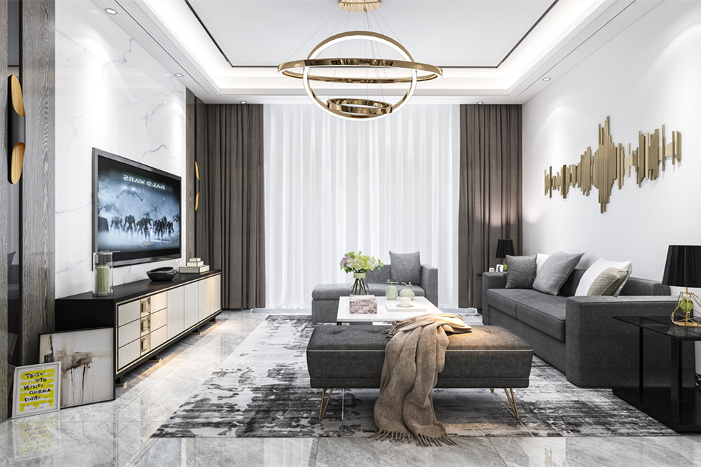 中山市越秀星匯品峰輕奢風格三居室裝修案例