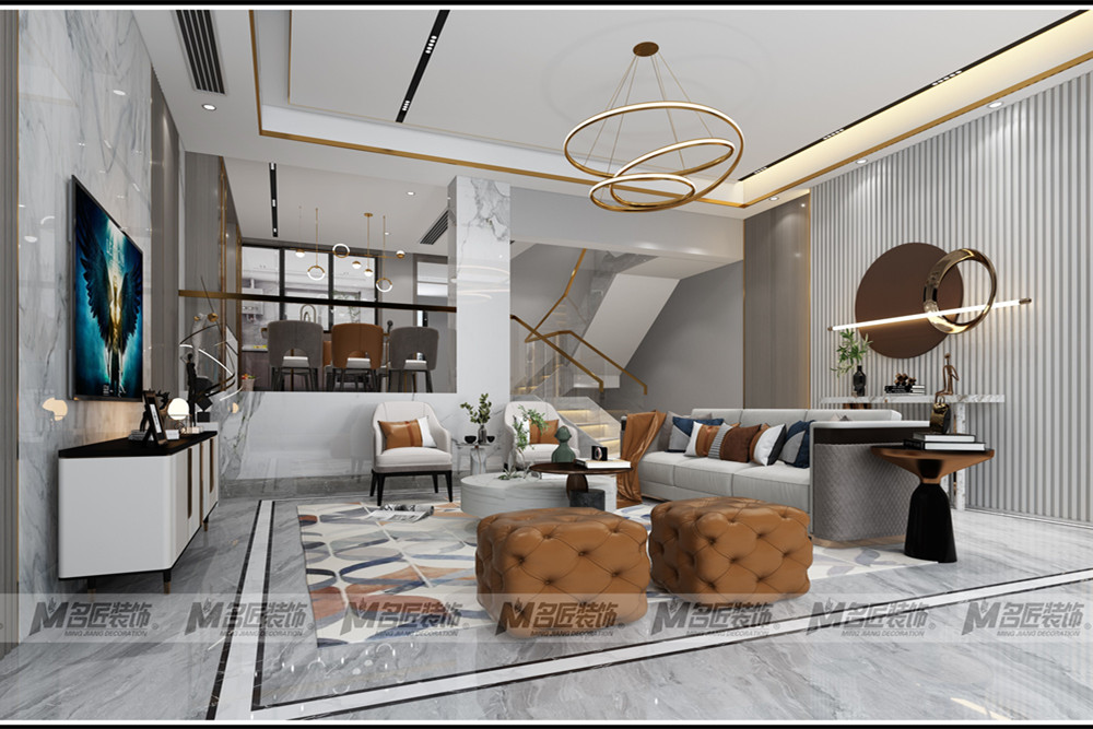 湖州市融創(chuàng)金成&middot;湖山賦輕奢風格別墅裝修案例