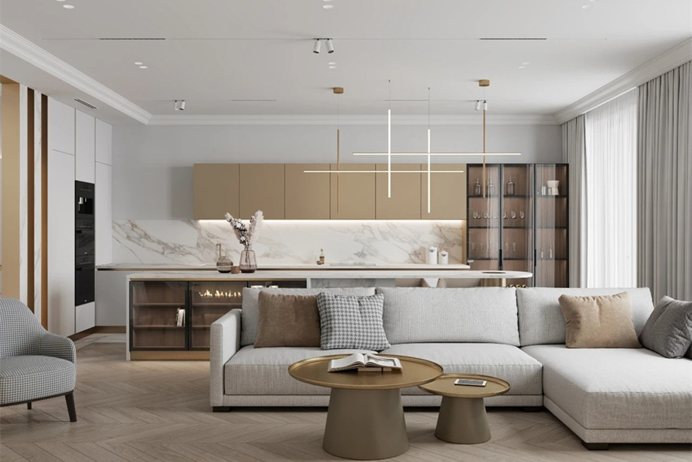 連云港市核電專家二村輕奢風(fēng)格三居室裝修案例