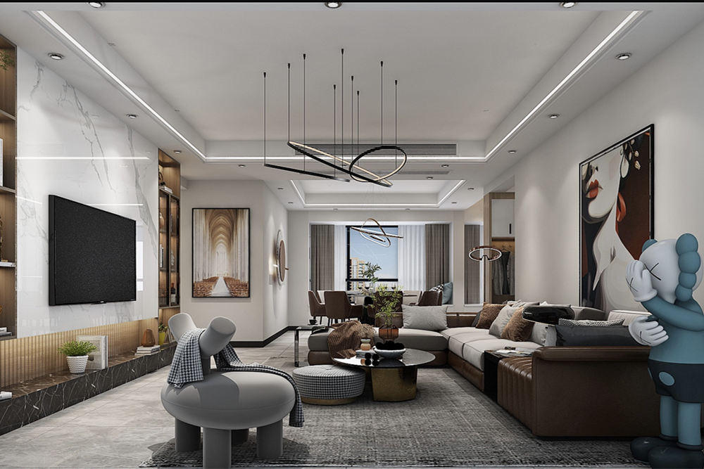 云浮市安民樓現代簡約風格三居室裝修案例