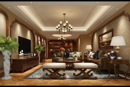 梧州市精通中央公園C區(qū)新中式風(fēng)格別墅裝修案例