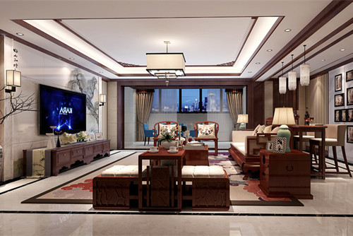 玉林市中宜尚品新中式風(fēng)格四居室裝修案例