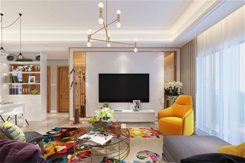 梧州市碧水閣小區(qū)輕奢風(fēng)格三居室裝修案例