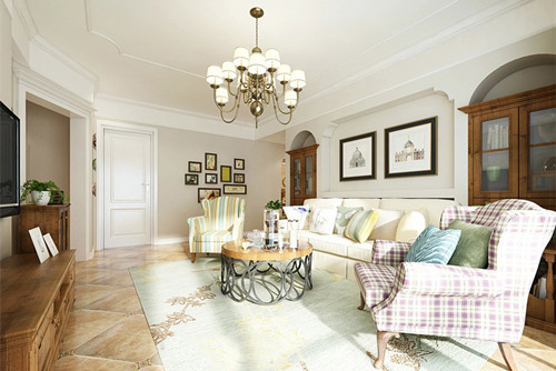 梧州市西環(huán)路中段小區(qū)美式風格三居室裝修案例