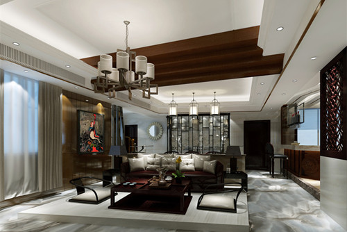 梧州市西環(huán)路中段小區(qū)新中式風格平層裝修案例