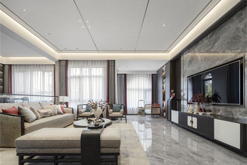 ?？谑泻？谌A潤中心輕奢風(fēng)格別墅裝修案例