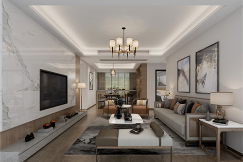 惠州市融創(chuàng)海灣半島新中式風格四居室裝修案例