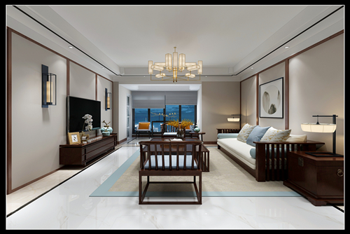 百色市地王國際新中式風(fēng)格四居室裝修案例