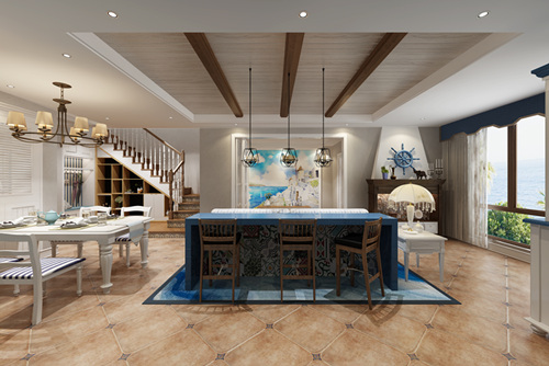 泉州市晉江陽光城地中海風(fēng)格復(fù)式裝修案例