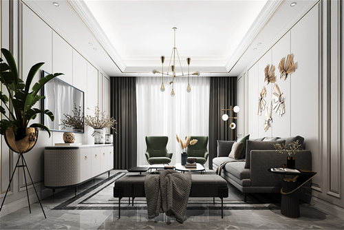 遂寧市邦泰&middot;云璟輕奢風格三居室裝修案例