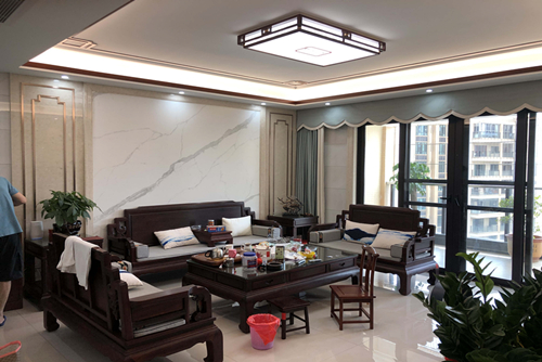 河源市華僑城新中式風格三居室裝修案例