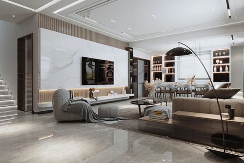 涼山彝族自治州百貨公司百貨站生活區(qū)輕奢風格復式裝修案例