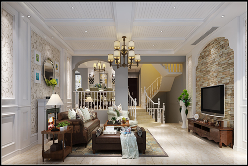 湖州市融創(chuàng)金成&middot;湖山賦美式風格別墅裝修案例