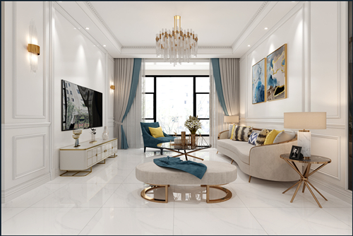 佛山市保利閱江臺新中式風(fēng)格三居室裝修案例