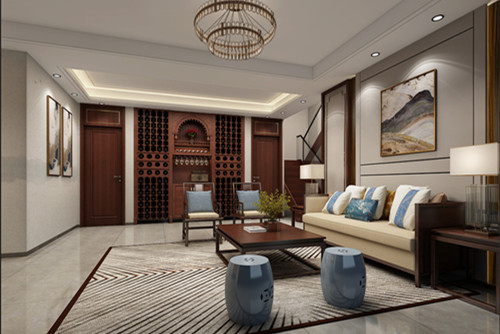 海口市四季華庭綠世界新中式風(fēng)格別墅裝修案例