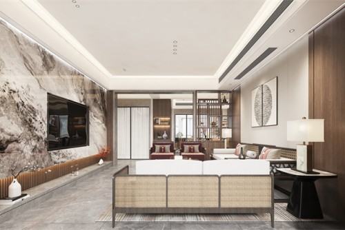 汕頭市譽(yù)海岸雅園新中式風(fēng)格四居室裝修案例